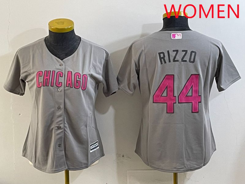 Women Chicago Cubs #44 Rizzo Grey Fashion Game 2025 Nike MLB Jersey style 5